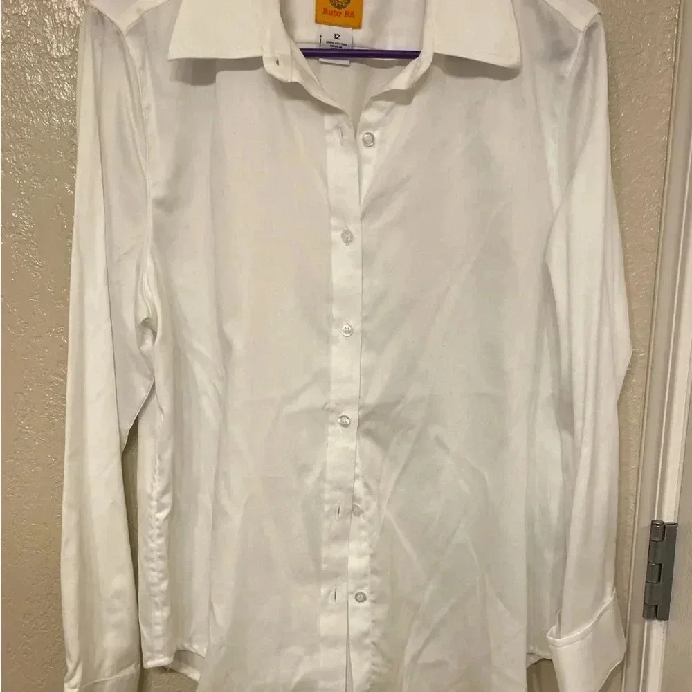 NWT Ruby Rd. White career staple suit shirt Career office 12 - Picture 4 of 5